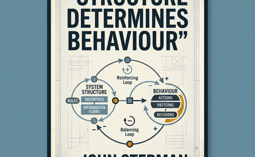 Diagram showing feedback loops between system structure and behavior with reinforcing and balancing loops
