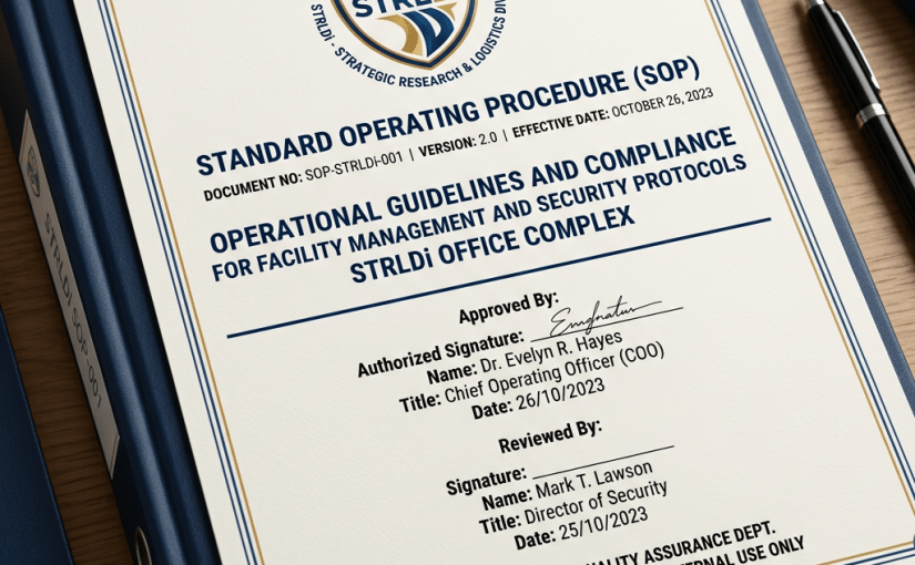 Standard Operating Procedure document for STRLDi office complex outlining facility management and security protocols